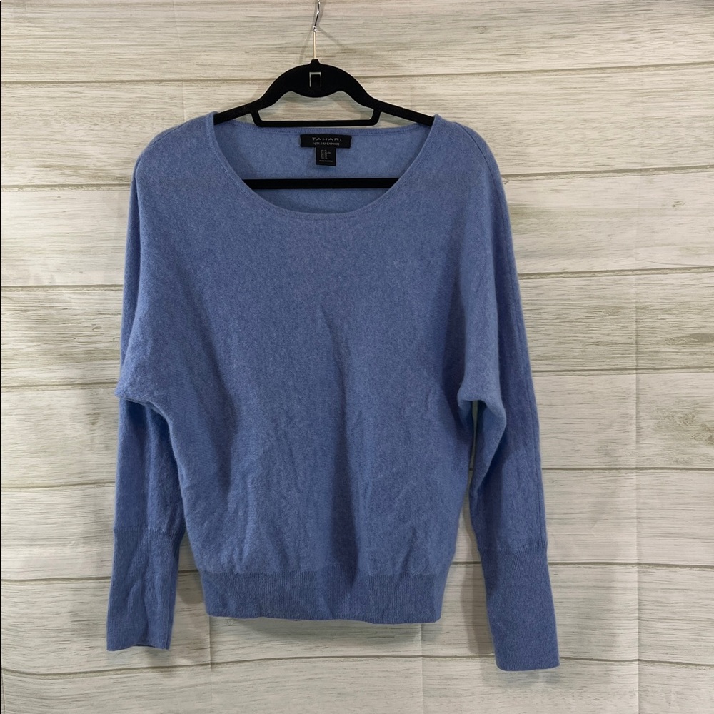 Tahari Cashmere Women's Light Blue Dolman Sleeve Sweater size• XL